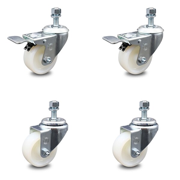 Service Caster 3 Inch Nylon Wheel Swivel 12mm Threaded Stem Caster Total Lock Brakes, 2PK SCC-TSTTL20S314-NYS-M1215-2-S-2 - main
